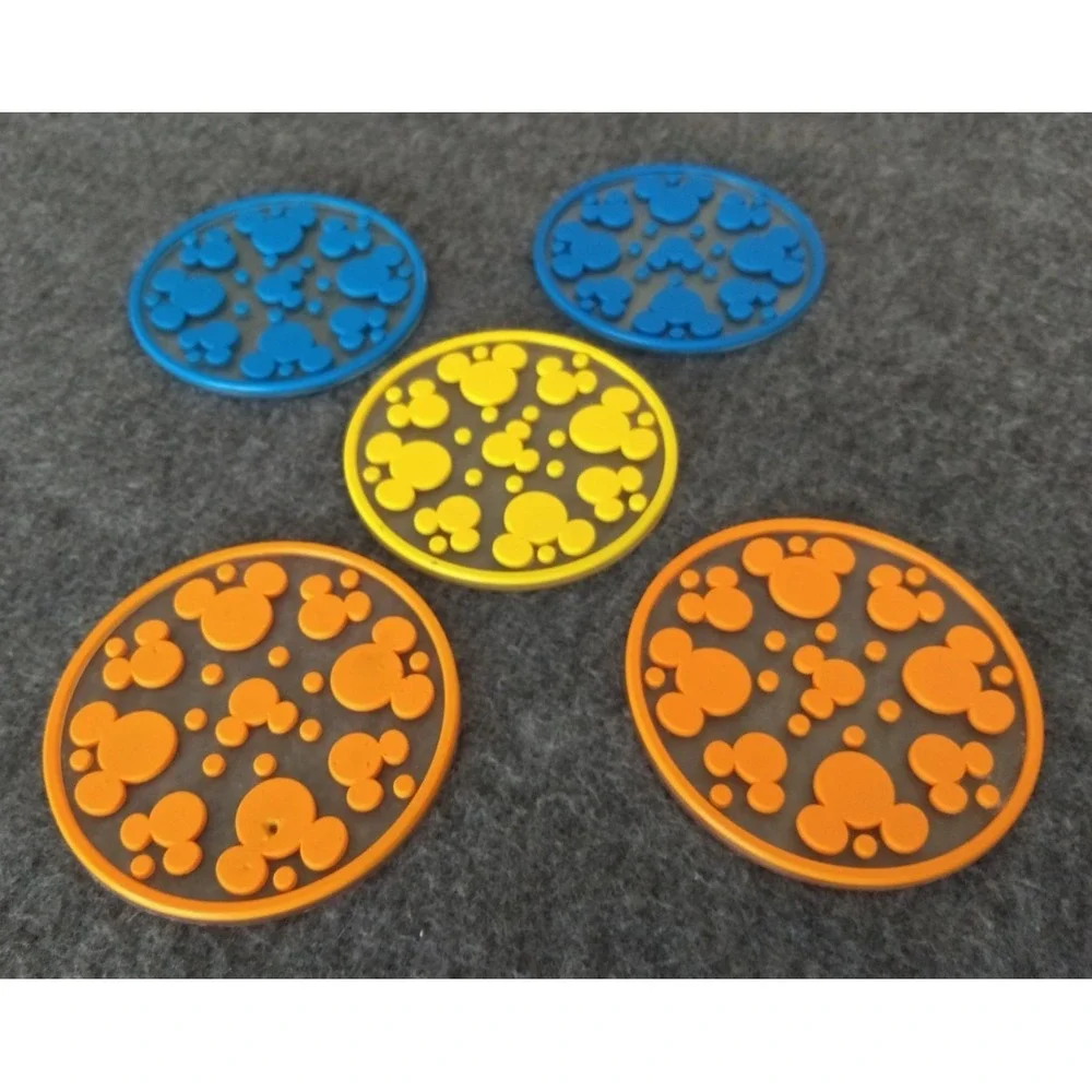 DISNEY Mickey Mouse Silicone Coasters Set/5 Mickey Ears Dots 3 Colors Stackable